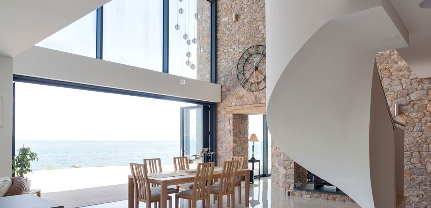 Aluminium bifold doors creating an open-concept living space