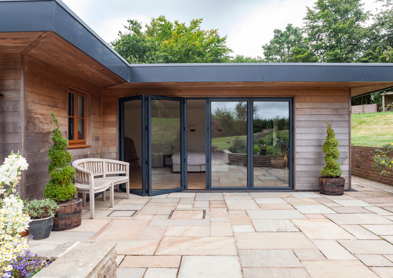 Aluminium bifold doors with a secure locking system for added safety